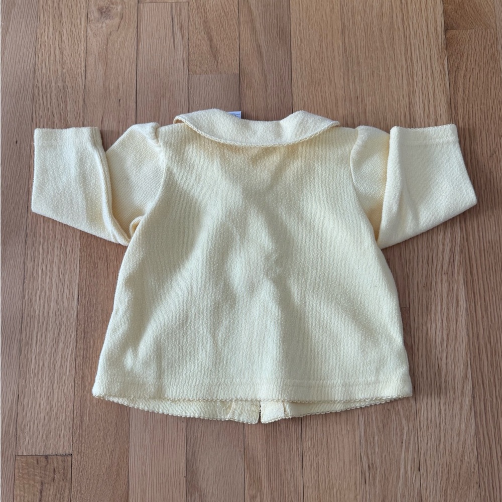 Vintage Baby Girl Yellow Cardigan with Floral Embroidery | Peter Pan Collar - Picture 2 of 4